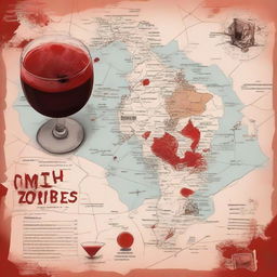 An image featuring a blood-red cocktail, flesh-eating zombies, and a map of Boracay, Philippines