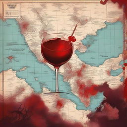 An image featuring a blood-red cocktail, flesh-eating zombies, and a map of Boracay, Philippines