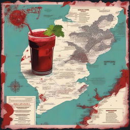 An image featuring a blood-red cocktail, flesh-eating zombies, and a map of Boracay, Philippines