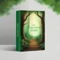 Create a captivating book cover featuring an enchanting forest with a mysterious pathway leading into the depths of the woods