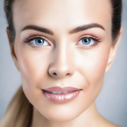 A beautiful portrait of a woman's face, enhancing her features to make her look even more attractive