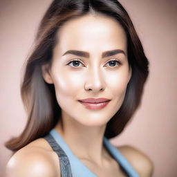 A beautiful portrait of a woman's face, enhancing her features to make her look even more attractive