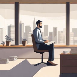 A serene scene depicting an entrepreneur practicing stoicism