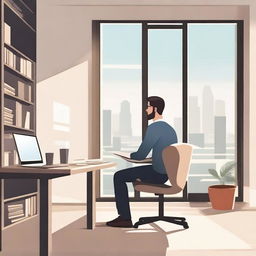 A serene scene depicting an entrepreneur practicing stoicism