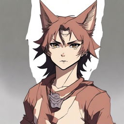 An anime-style image of Dindel, a young breno from the cat-people race in the kingdom of Brenia