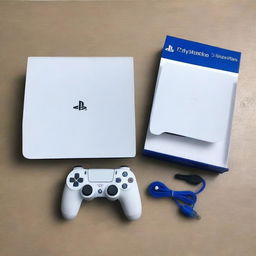 Crear un banner web atractivo y moderno para publicitar la venta de la consola PlayStation 5 Slim 1TB blanca con DualSense (modelo 9577171) por un precio de venta público (PVP) de 499€