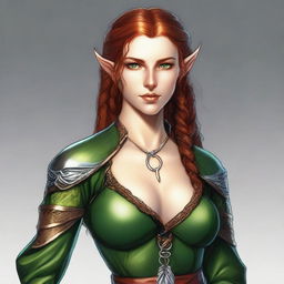 Mas, disguised as a half-elf rogue, stands at 5'5" with a lithe, athletic frame and flawless, light golden skin that shimmers subtly in the light