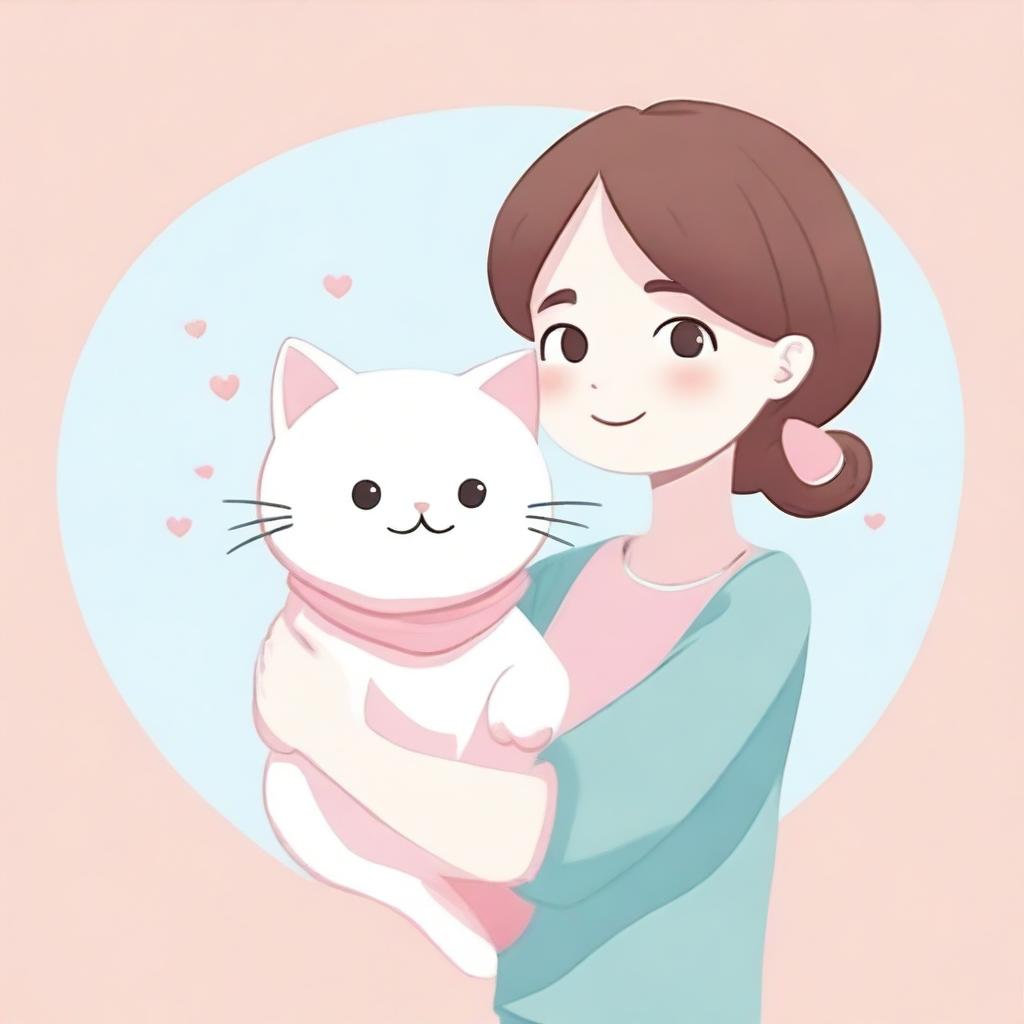 Cinamorrol holding a cat in its arms, depicted in a cute and heartwarming scene