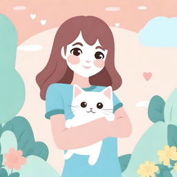 Cinamorrol holding a cat in its arms, depicted in a cute and heartwarming scene