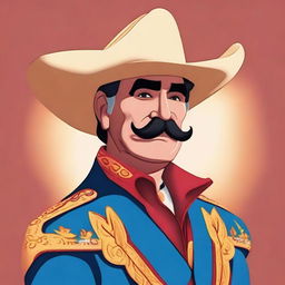 Create an image of Vicente Fernandez in a Disney 2D animation style