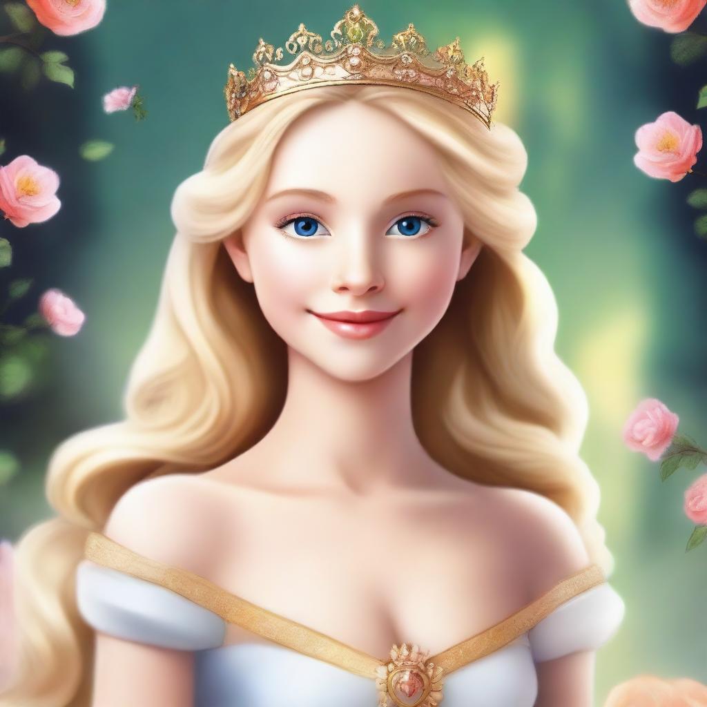 Create a poster featuring a young blonde princess