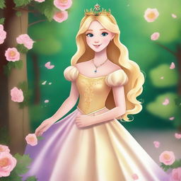 Create a poster featuring a young blonde princess