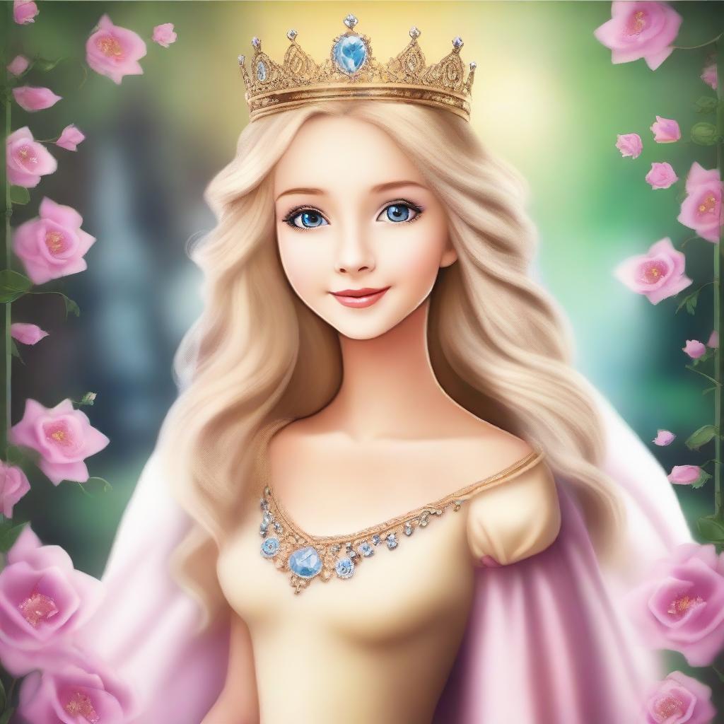 Create a poster featuring a young blonde princess