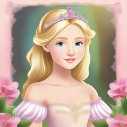 Create a poster featuring a young blonde princess