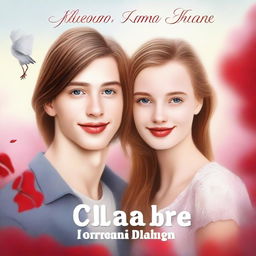 Create a realistic photo-like book cover for a teen romance novel featuring two cute young lovers who are Polish nationals