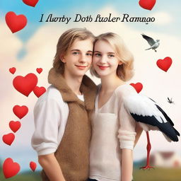 Create a realistic photo-like book cover for a teen romance novel featuring two cute young lovers who are Polish nationals