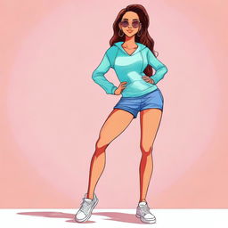 A beautiful illustration of a confident girl with an emphasis on her well-toned and attractive lower body