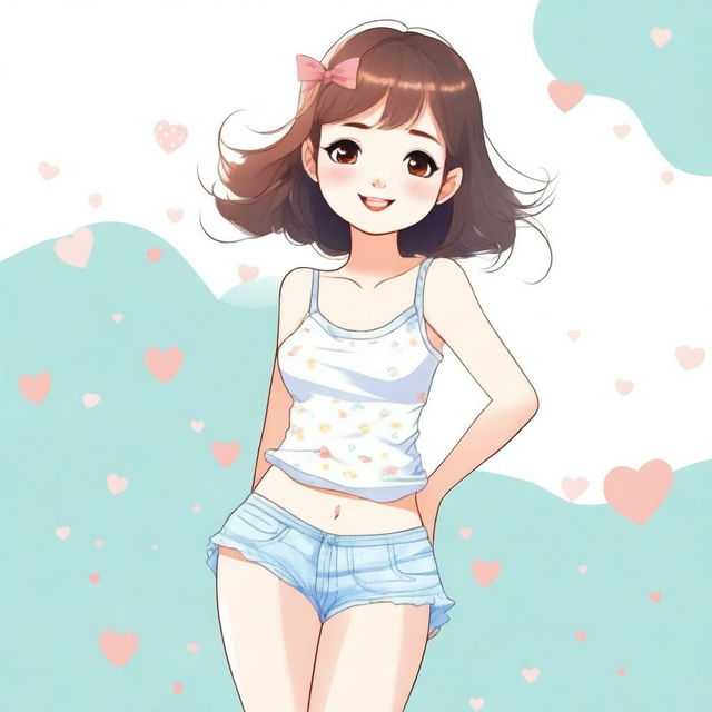 A charming and tasteful illustration of a girl wearing cute and stylish underwear