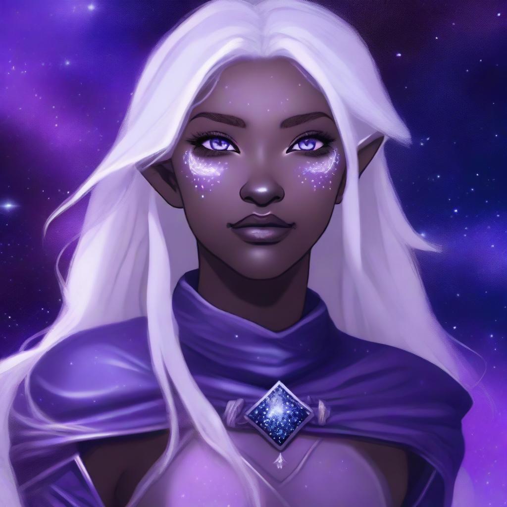 Digital art of a young, female half elf drow ranger