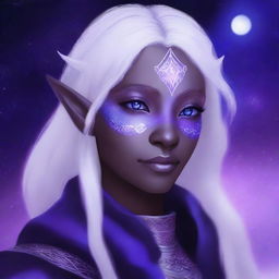 Digital art of a young, female half elf drow ranger