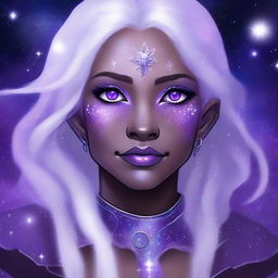 Digital art of a young, female half elf drow ranger