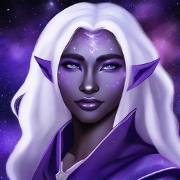 Digital art of a young, female half elf drow ranger