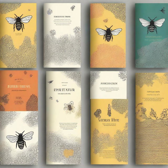 Design several book covers for a collection of poems titled 'Literary Hive'