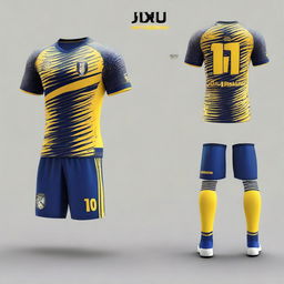 Create a detailed and vibrant image of a futsal jersey and shorts set