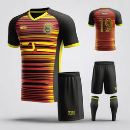 Create a detailed and vibrant image of a futsal jersey and shorts set