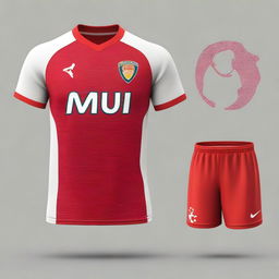 Create a detailed and vibrant image of a futsal jersey and matching shorts