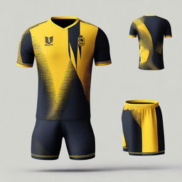 Create a detailed and vibrant image of a futsal jersey and matching shorts