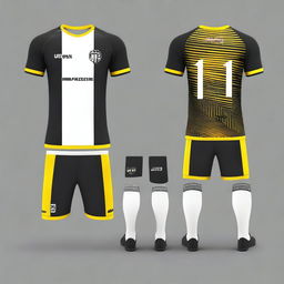 Create a detailed and vibrant image of a futsal jersey and matching shorts