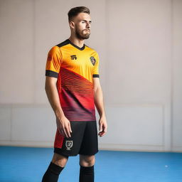 A stunning and stylish futsal jersey with a sleek design, vibrant colors, and modern patterns