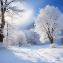 A beautiful winter scene featuring delicate snowflakes falling gently from the sky