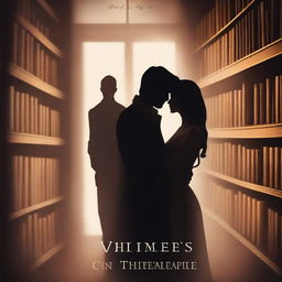 Create a book cover for a romantic novel titled 'Whispers in the Bookstore'