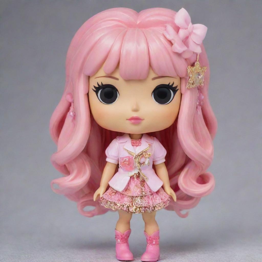 A Funko Pop figure designed in Gyaru style, complete with trendy, extravagant Japanese street fashion and dramatic makeup.