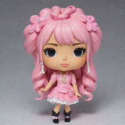 A Funko Pop figure designed in Gyaru style, complete with trendy, extravagant Japanese street fashion and dramatic makeup.