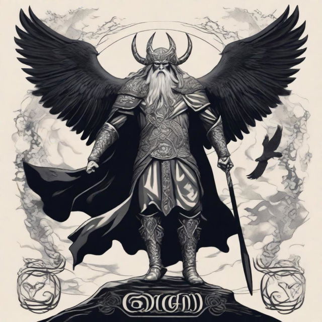 A striking image of Odin, the Norse god, with a majestic and powerful presence