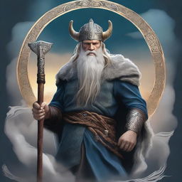 Create a striking image of Odin, the Norse god, with the title 'The Mayziah'