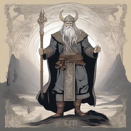 Create a striking image of Odin, the Norse god, with the title 'The Mayziah'