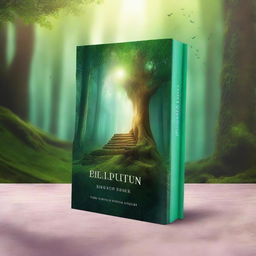 Create a captivating book cover featuring a mystical forest with a hidden ancient temple