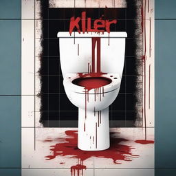 A horror movie poster featuring a killer toilet