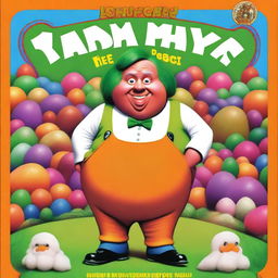 A whimsical film poster featuring a fat Oompa Loompa from Willy Wonka's chocolate factory