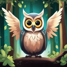 Create an image of an Owlin, a humanoid owl creature with feathered wings, large eyes, and a beak