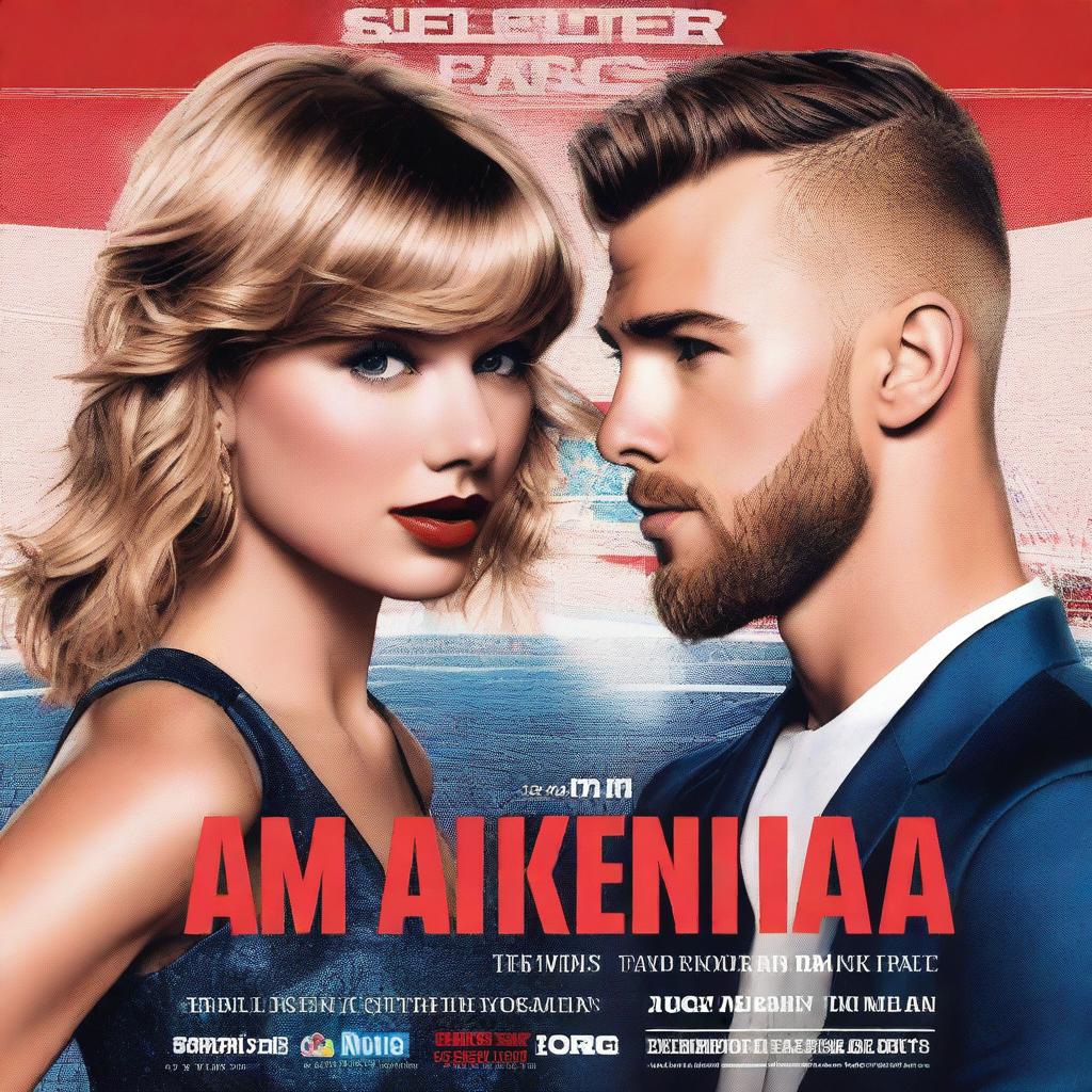 A Netflix movie poster featuring Taylor Swift's song 'Miss Americana and the Heartbreak Prince' with Travis Kelce