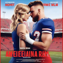 A Netflix movie poster featuring Taylor Swift's song 'Miss Americana and the Heartbreak Prince' with Travis Kelce