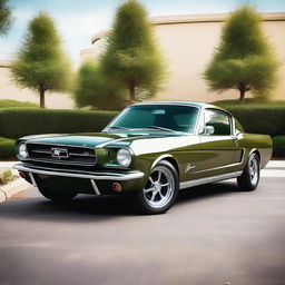 Create an image of a 1966 Mustang Fastback with an R apron front bumper