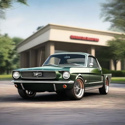 Create an image of a 1966 Mustang Fastback with an R apron front bumper