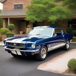 Create an image of a 1966 Mustang Fastback GT350R with an R apron front bumper