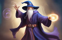 A detailed illustration of a wizard casting a spell, perfect for a Dungeons & Dragons character sheet